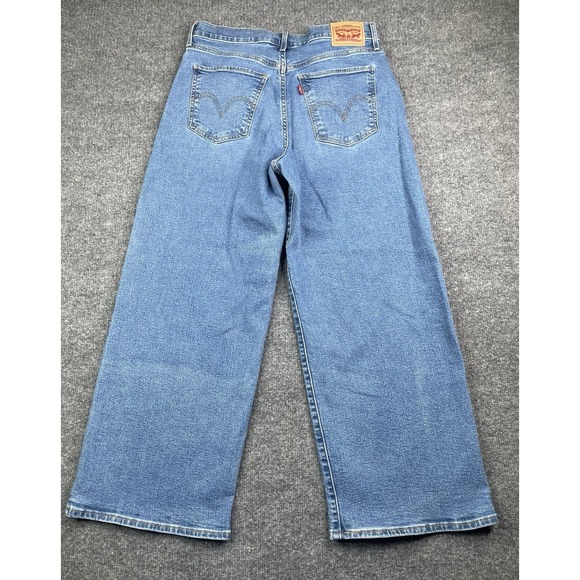 Levi's High Rise Wide Leg Jeans Women's 31  Blue Denim Stretch Baggy - Picture 3 of 10